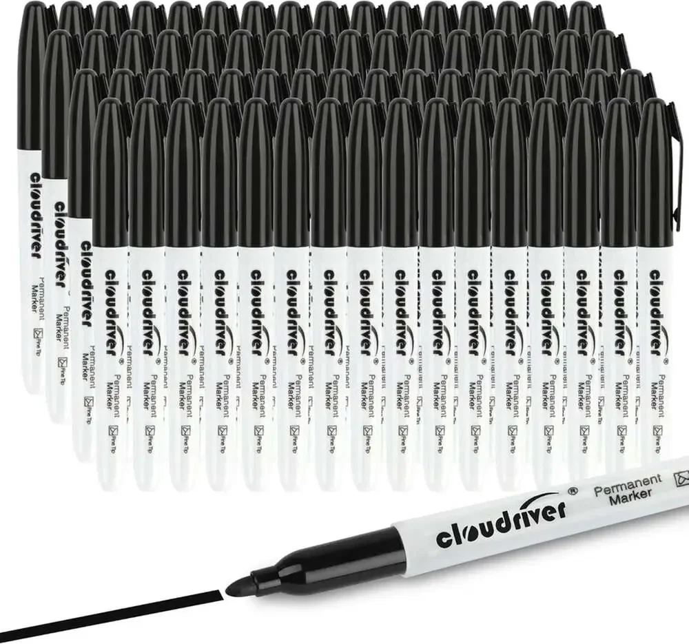 Permanent Markers Set 148 Pack Fine Point Black Waterproof Quick Drying